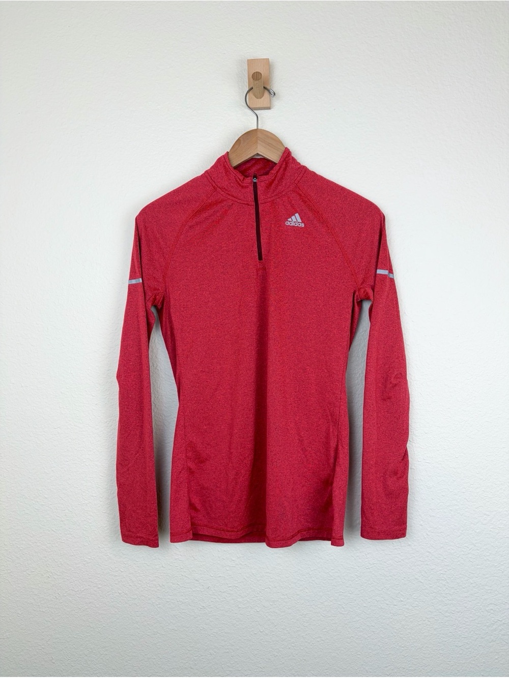 Adidas Running Climalite Red Long-Sleeve Quarter-Zip Pullover